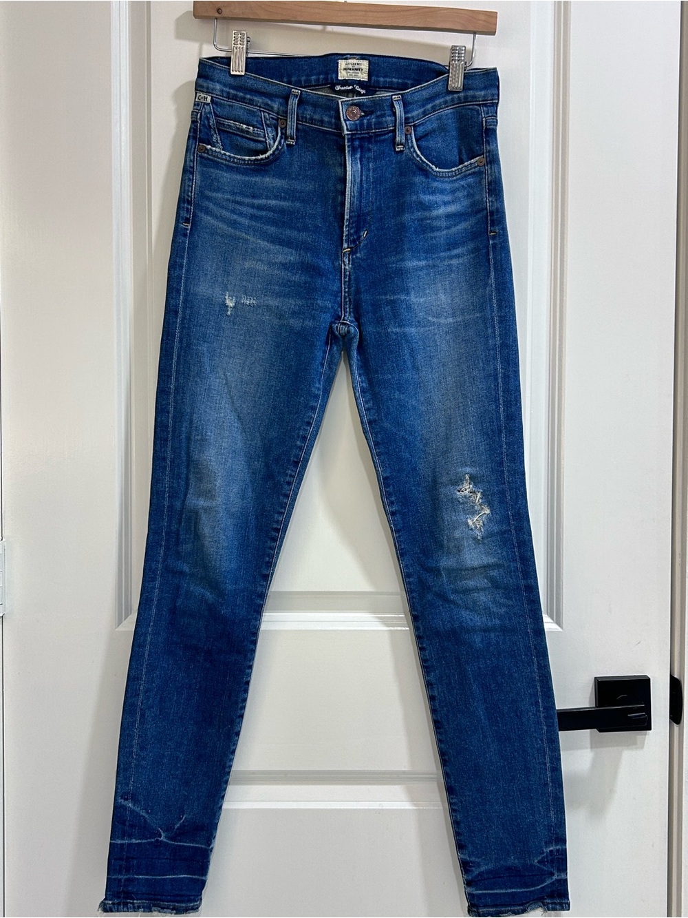 Citizens Of Humanity Distressed Dark Blue Skinny Jeans